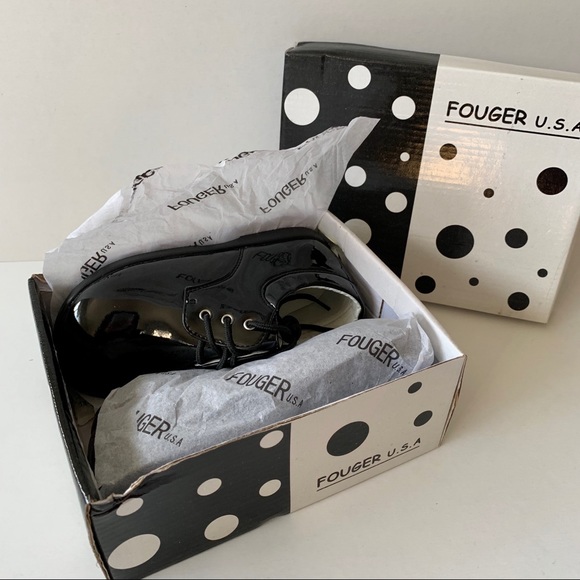 Fouger USA toddler shiny black dress shoes - Picture 7 of 8